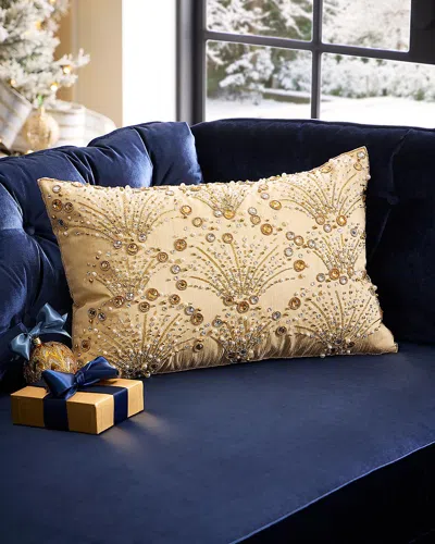 Kim Seybert Chandelier Beaded Decorative Pillow, 14" X 22" In Gold