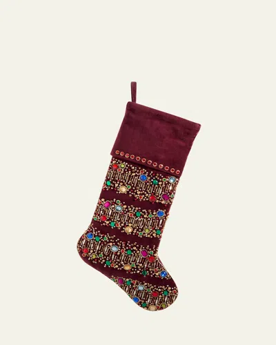 Kim Seybert Christmas Cheer Beaded Stocking In Multi