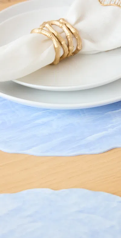 Kim Seybert Cloud Placemats Periwinkle In White