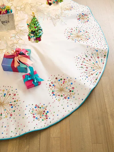 Kim Seybert Confetti Beaded Tree Skirt In White