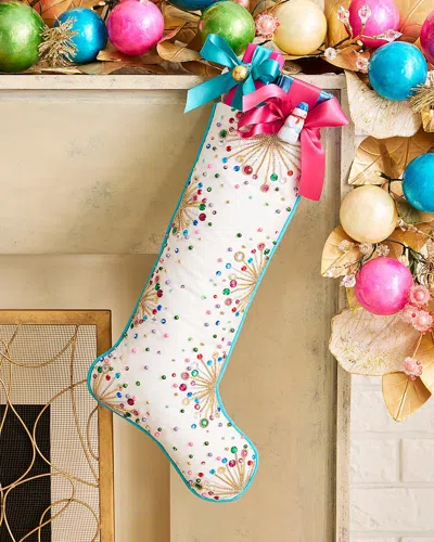 Kim Seybert Confetti Burst Beaded Christmas Stocking In Multi