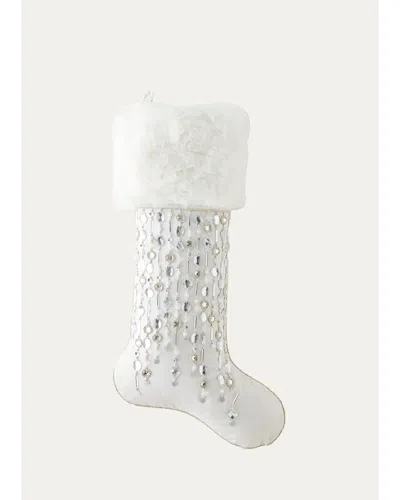Kim Seybert Crystal Drops Stocking In White
