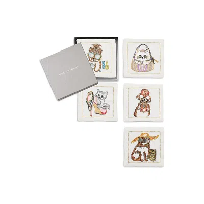 Kim Seybert Diva Pets Cocktail Napkins, Set Of 6 In Multi