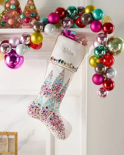 Kim Seybert Enchanted Beaded Velvet Christmas Stocking, Personalized