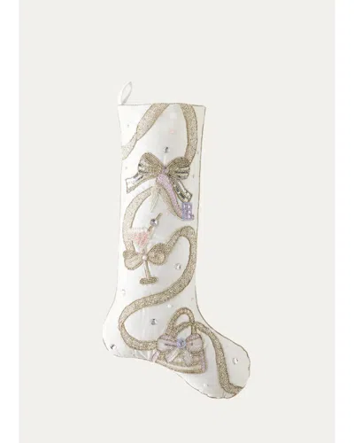 Kim Seybert Fashion Frenzy Beaded Stocking In Brown