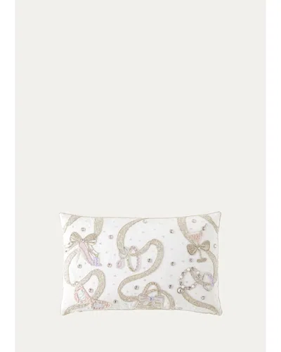 Kim Seybert Fashion Frenzy Embellished Pillow In White