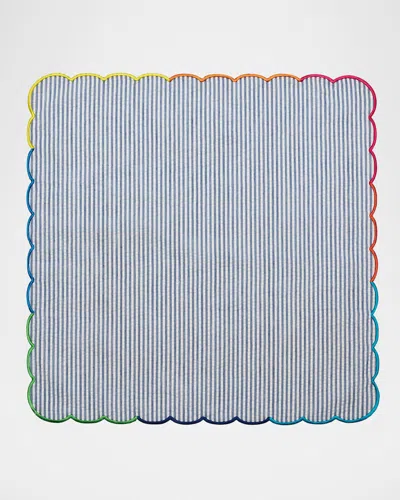 Kim Seybert Fiesta Scalloped Seersucker Napkin In Blue
