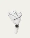 Kim Seybert Filament Embroidered Linen Napkin In White/silver/gunmeta