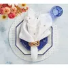 Kim Seybert Florette Napkin In White And Natural In Blue