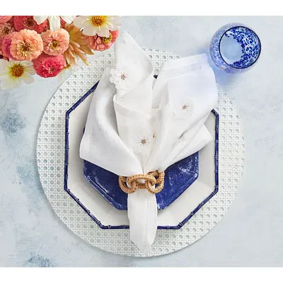 Kim Seybert Florette Napkin In White And Natural In Blue
