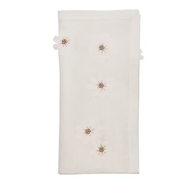 Kim Seybert Florette Napkin In White And Natural In White/natural