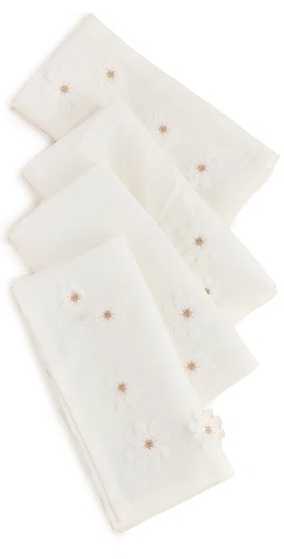 Kim Seybert Florette Napkin Set Of 4 White/natural