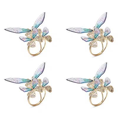 Kim Seybert Flutter Napkin Ring In Lilac & Periwinkle, Set Of 4 In A Gift Box In Lilac/periwinkle