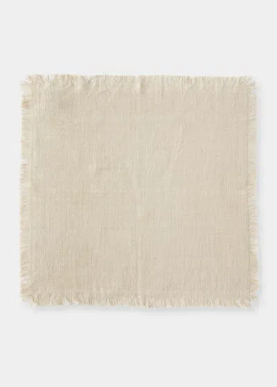 Kim Seybert Fringe Linen Napkin In White/silver