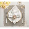 Kim Seybert Fringe Placemat In Gold And Silver In White