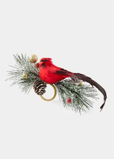 Kim Seybert Holiday Cardinal Ii Napkin Ring In Red Multi Pattern