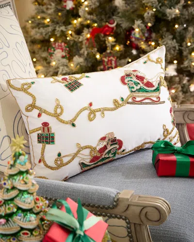 Kim Seybert Holiday Lights Beaded Decorative Pillow, 14" X 22" In Multi
