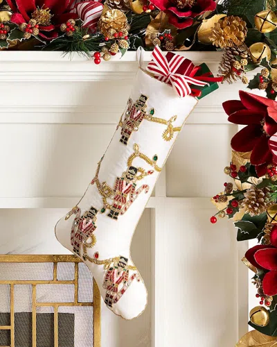 Kim Seybert Holiday Lights Nutcracker Stocking In White
