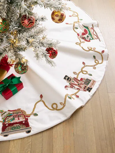 Kim Seybert Holiday Lights Tree Skirt In White