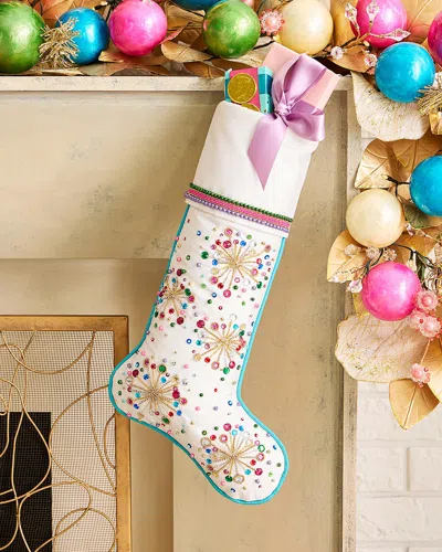 Kim Seybert Holiday Pop Beaded Cuffed Christmas Stocking In Multi
