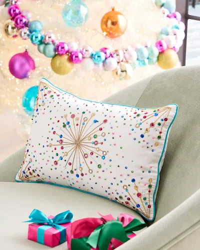 Kim Seybert Holiday Pop Beaded Decorative Pillow, 14" X 22" In Multi