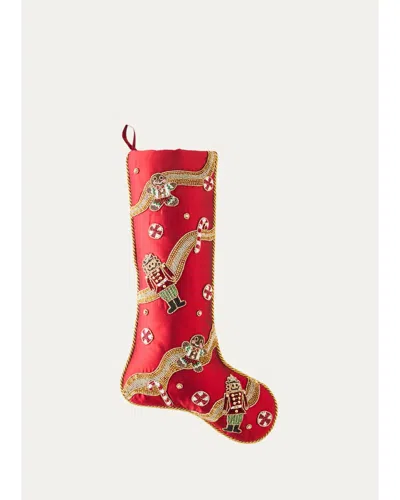 Kim Seybert Holiday Treasure Beaded Christmas Stocking In Red