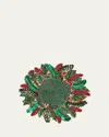 Kim Seybert Holly And Sprig Beaded Placemat In Red/green/gold