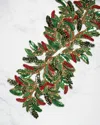 Shop Kim Seybert Holly And Sprig Table Runner In Green/red/gold