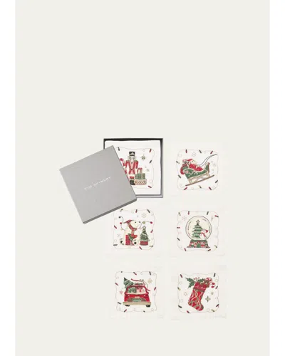 Kim Seybert Holly Jolly Embroidered Cocktail Napkins, Set Of 6 In Multi