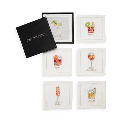 Kim Seybert Italian Spritz Cocktail Napkin In White & Multi, Set Of 6 In A Gift Box - 100% Exclusive