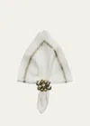 Kim Seybert Jardin Linen Napkin In White/gold/silver
