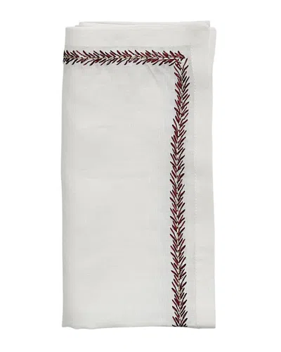 Kim Seybert Jardin Linen Napkin In White/red
