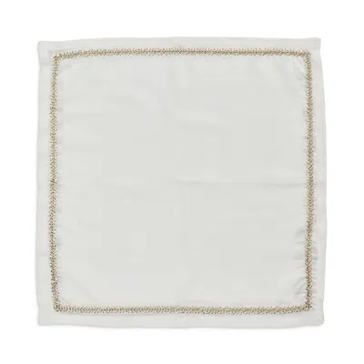 Kim Seybert Jardin Linen Napkin In White/silver