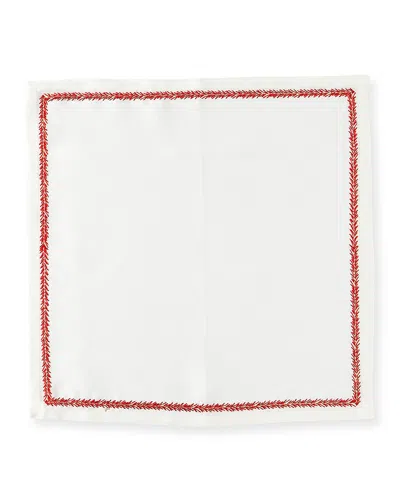 Kim Seybert Jardin Napkin In White &amp; Coral