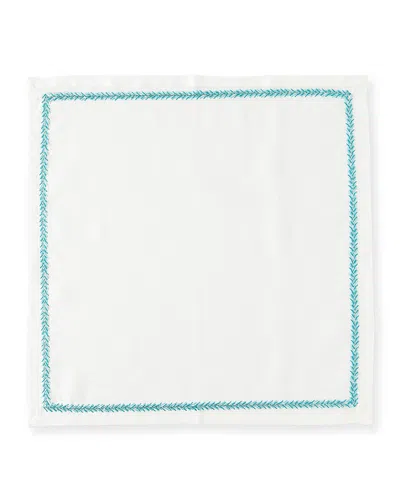 Kim Seybert Jardin Napkin, White And Turquoise In Multi