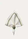 Kim Seybert Jardin Napkin In White/green