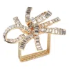 Kim Seybert Jeweled Bow Napkin Ring In Gold & Crystal, Set Of 4 In A Gift Box