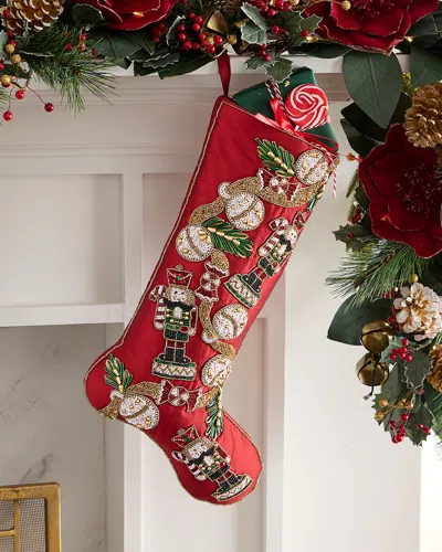 Kim Seybert Jingle Bells Beaded Christmas Stocking