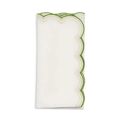 Kim Seybert Lune Napkin In White, Green & Gold