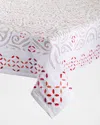 Kim Seybert Malta Tablecloth, 58" X 126" In White/pink/orange