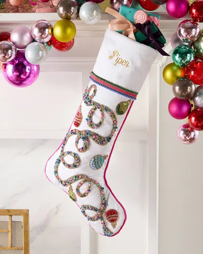 Kim Seybert Merriment Beaded Christmas Stocking, Personalized