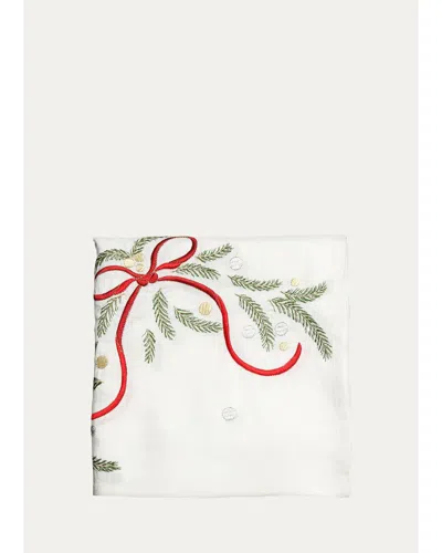 Kim Seybert Merry And Bright Embroidered Napkin In White