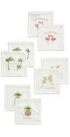 Kim Seybert Mingle Cocktail Napkins Set Of 8 White/multi In Multi