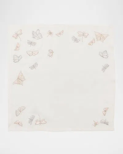 Kim Seybert Monarch Garden Linen Napkin In White/iridescent