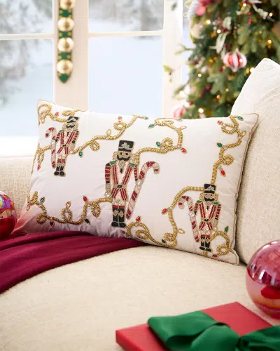Kim Seybert Nutcracker Beaded Decorative Pillow, 14" X 22" In Multi
