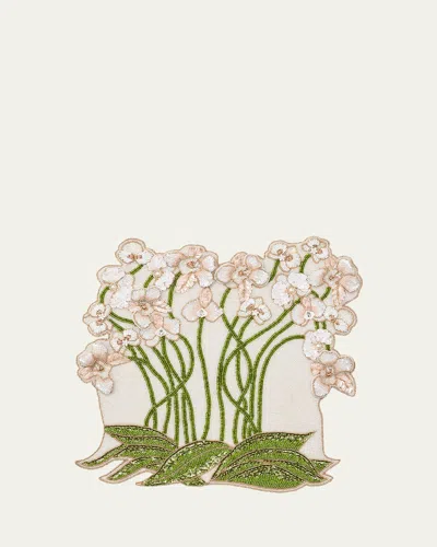 Kim Seybert Orchid Beaded Placemat In Green