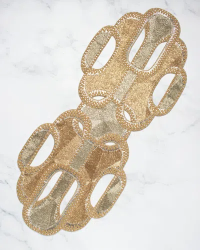 Kim Seybert Palisade Table Runner In Gold/silver