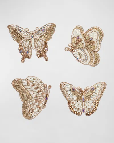 Kim Seybert Papillon Beaded Coasters, Set Of 4 In Ivory/gold