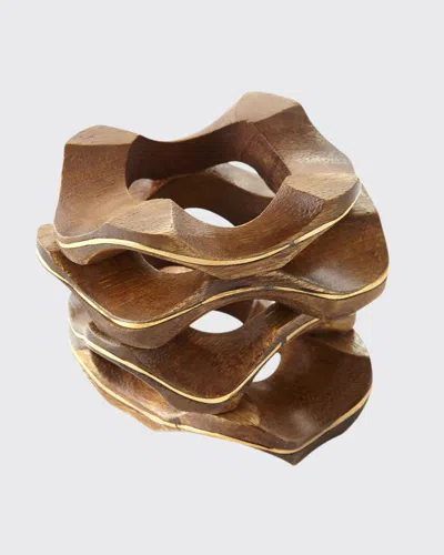 Kim Seybert Pavilion Wooden Napkin Ring In Brown/gold