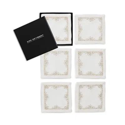 Kim Seybert Pin Dot Cocktail Napkins, Set Of 6 In White/gold
